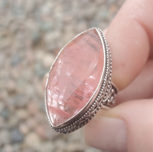 New Watermelon Quartz Crystal 925 Silver Ring. - Picture 12 of 16